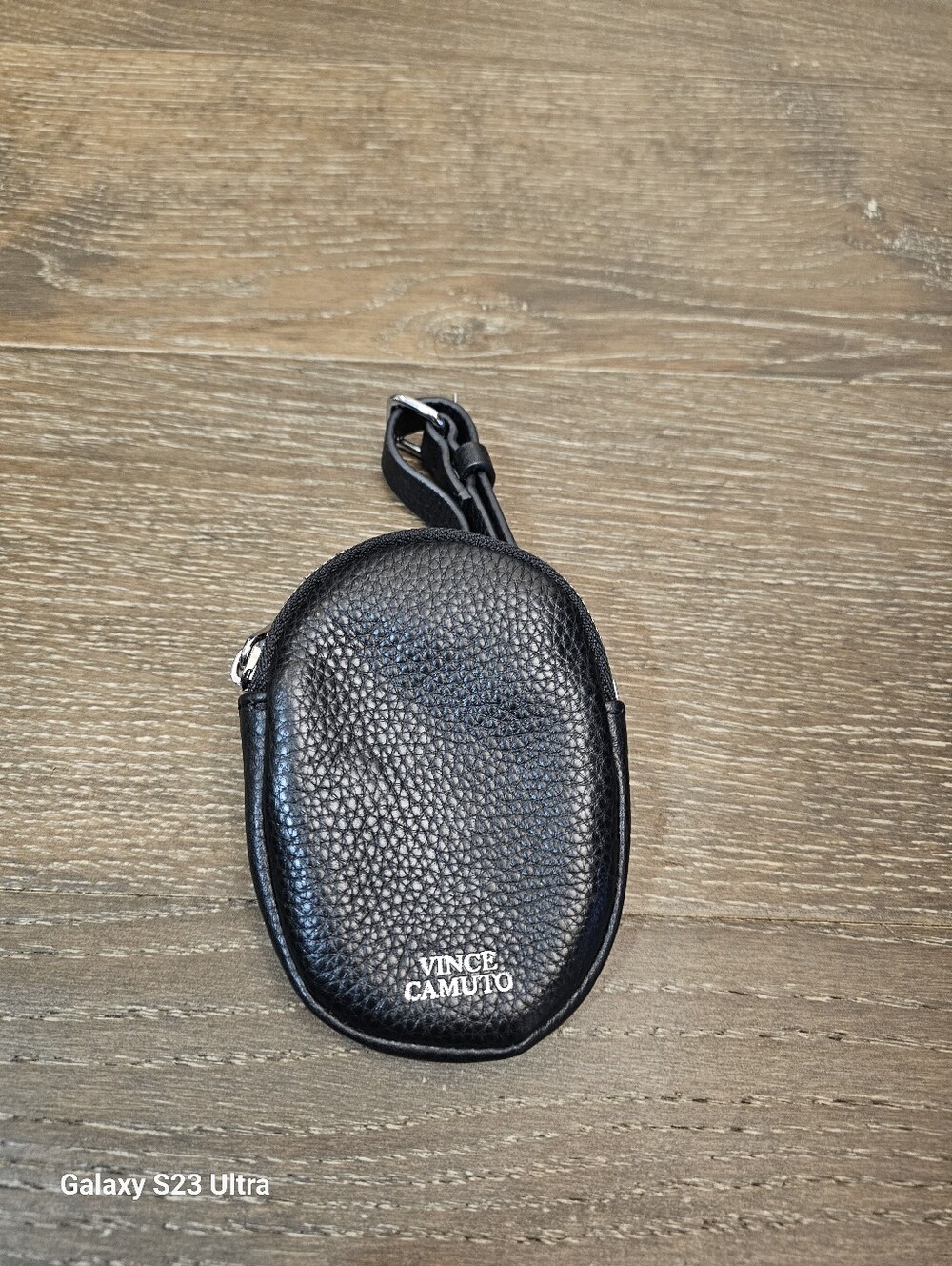 Vince Camuto Bag Charm Zip Pouch Black Leather